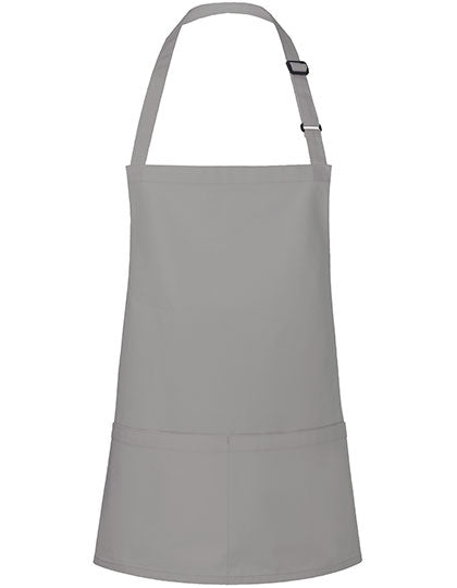 Kurze Latzschürze mit Schnalle und Tasche Druck oder Bestickung