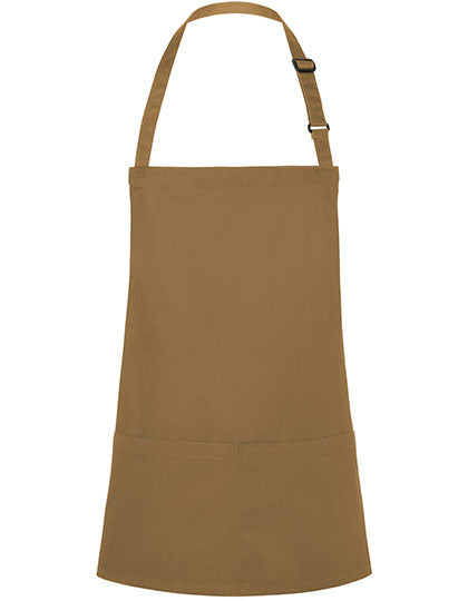 Kurze Latzschürze mit Schnalle und Tasche Druck oder Bestickung