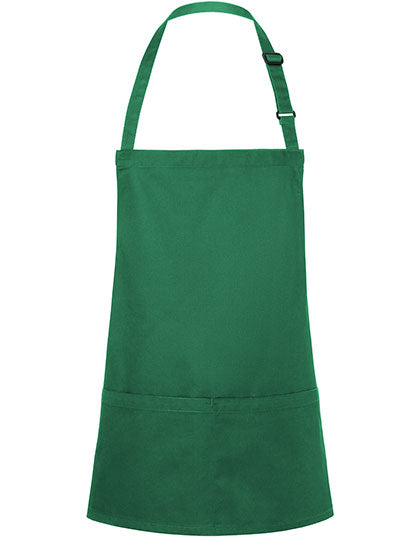 Kurze Latzschürze mit Schnalle und Tasche Druck oder Bestickung