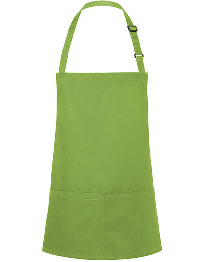Kurze Latzschürze mit Schnalle und Tasche Druck oder Bestickung