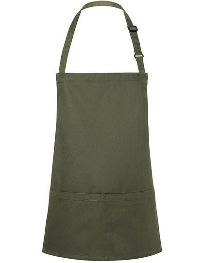 Kurze Latzschürze mit Schnalle und Tasche Druck oder Bestickung