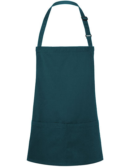 Kurze Latzschürze mit Schnalle und Tasche Druck oder Bestickung