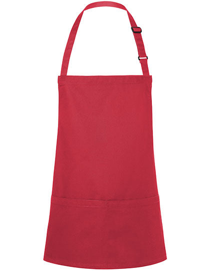 Kurze Latzschürze mit Schnalle und Tasche Druck oder Bestickung