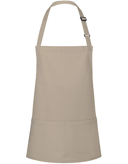 Kurze Latzschürze mit Schnalle und Tasche Druck oder Bestickung