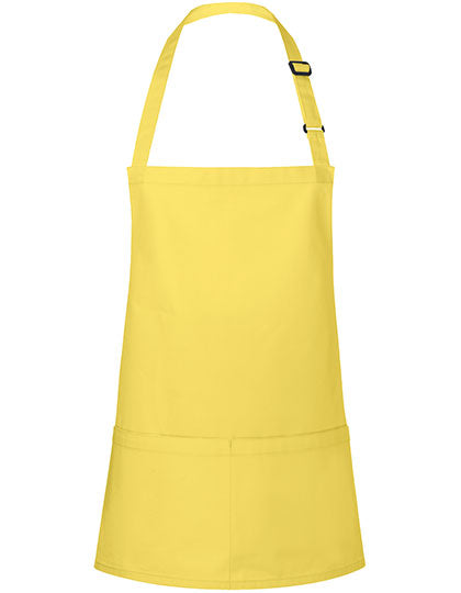 Kurze Latzschürze mit Schnalle und Tasche Druck oder Bestickung