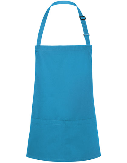 Kurze Latzschürze mit Schnalle und Tasche Druck oder Bestickung