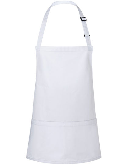 Kurze Latzschürze mit Schnalle und Tasche Druck oder Bestickung