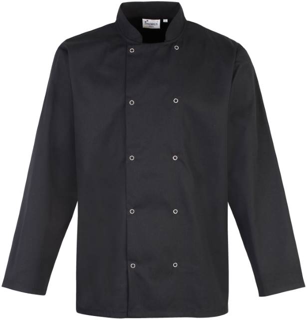 Premier Workwear Chef’s Long Sleeve Stud Jacket – bedruckt oder bestickt
